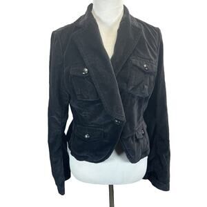 BB Dakota Juniors Size XL Blazer Jacket 100% Cotton Velvet Black Long Sleeves